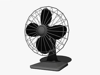 Modern Black Table Air Conditioning Fan With Metal Grille And Stable Base 3d model