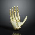 Precision Gold Robotic Hand With Articulated Joints And Shiny Metallic Finish On Dark Background