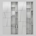 Gray Textured Wall With Layered Wooden Bookshelves In Minimalist Interior Design