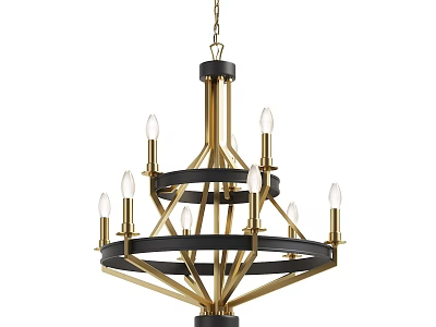 Modern Gold And Black Metal Frame Chandelier With Multi Tiered Design And Candle Lights 3d model