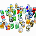 Variety of Assorted Colorful Canned Beverages with Different Brands and Flavors