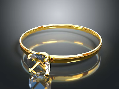 Elegant Gold Bracelet With Shiny Central Gemstone And Polished Design 3d model