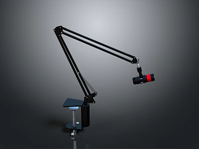 Modern Electronic Desk Lamp With Black Flexible Arm And Red Accent Design 3d model