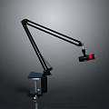Modern Electronic Desk Lamp With Black Flexible Arm And Red Accent Design