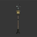 Decorative Weather Vane Lamp Post With Wooden Pole And Top Spheres