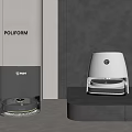 Poliform And DIMP Robot Vacuum Devices In Modern Gray Interior Setting 3d model