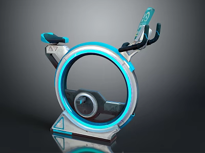 Modern Futuristic Exercise Bike with LED Light Ring and Ergonomic Design 3d model