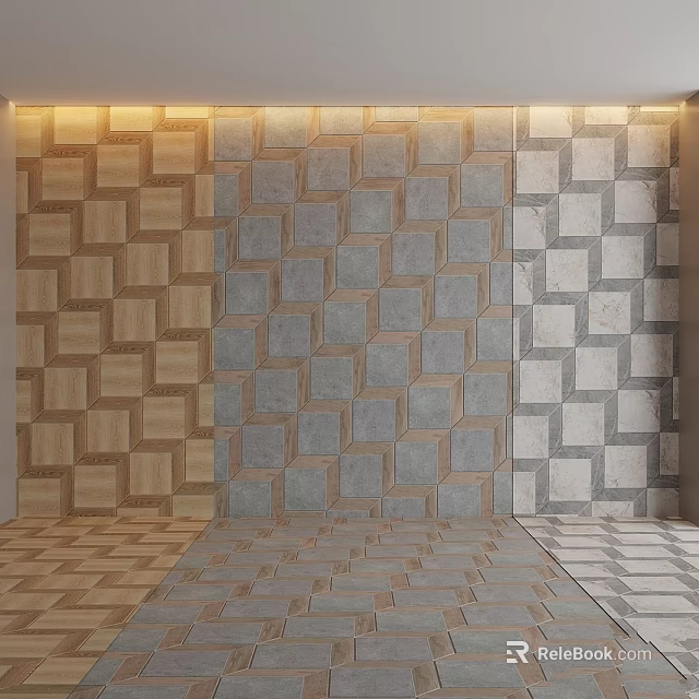 Geometric Tile Components With Varied Color Patterns For Wall And Floor Design 3d model