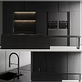Modern Kitchen With Dark Cabinets And Appliances 3d model