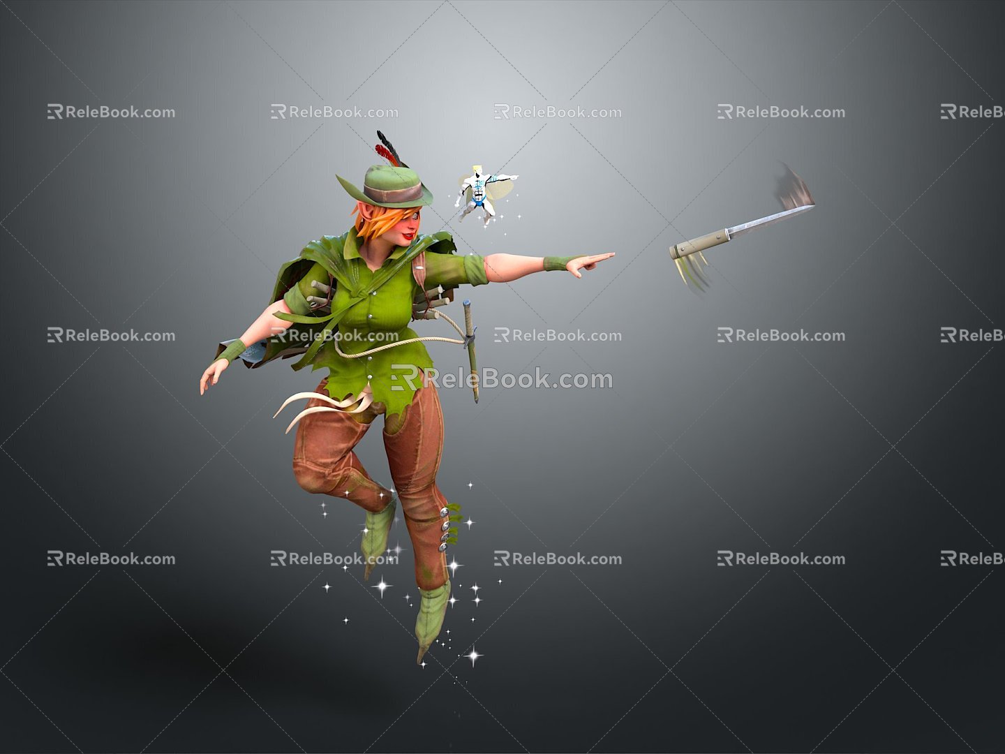 Female Elf Cartoon Witch Magic Witch Magic Girl Magician Elf Mage Warlock Wizard 3d model