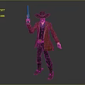 Cowboy Character Wearing Brown Coat And Cowboy Hat Holding Revolver With Black Pants And Boots