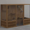 Modern Wooden Cabinet With Glass Doors Perforated Panels Gray Accessories And Shelves