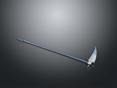 Industrial Cutting Tool With Long Metal Handle Sharp Curved Blade And Pointed Tip 3d model