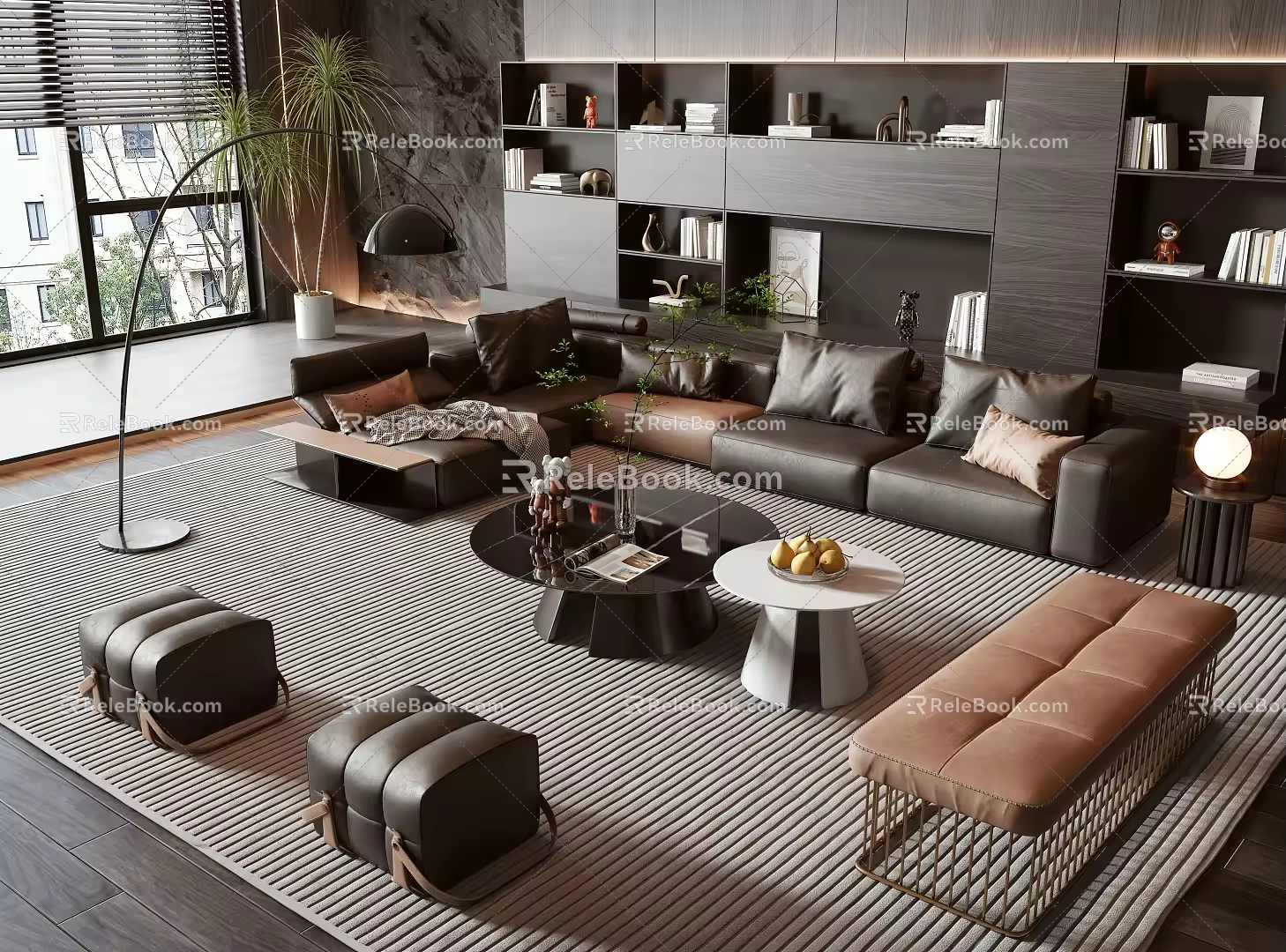 Sofa coffee table combination 3d model