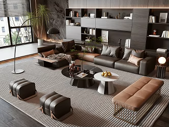 Sofa coffee table combination 3d model