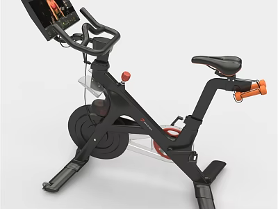 Modern Exercise Bike With LCD Screen Black Design And Orange Accents 3d model