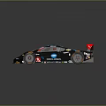 Black and Blue High Performance Race Car With Aerodynamic Design Rear Wing and Sponsor Logos