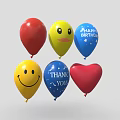 Colorful Celebration Balloons With Red Yellow Blue Smiley Heart Happy Birthday Thank You