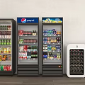 Multiple Display Refrigerators And Freezers Filled With Pepsi Drinks Various Beverages Wines And Beers