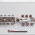 Modern Conference Table and Chair 3d model