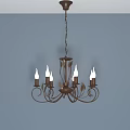 Vintage Style Chandelier With Candle Lights And Ornate Metal Leaf Design