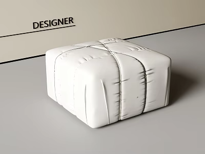 Minimalist Modern White Shoe Bench With Quilted Stitching And Padded Upholstery 3d model