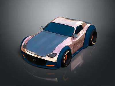 Mazda Sports Car With Blue Pink Gradient Color Large Wheels And Sleek Shiny Design 3d model