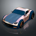 Mazda Sports Car With Blue Pink Gradient Color Large Wheels And Sleek Shiny Design