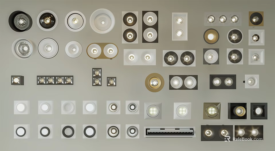 Modern Downlights and Spotlights with Various Styles and Decorative Designs for Interior Lighting 3d model 