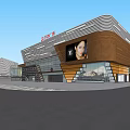 Modern Architectural Building Facade With Metal Panels Spacious Plaza Entrance Area