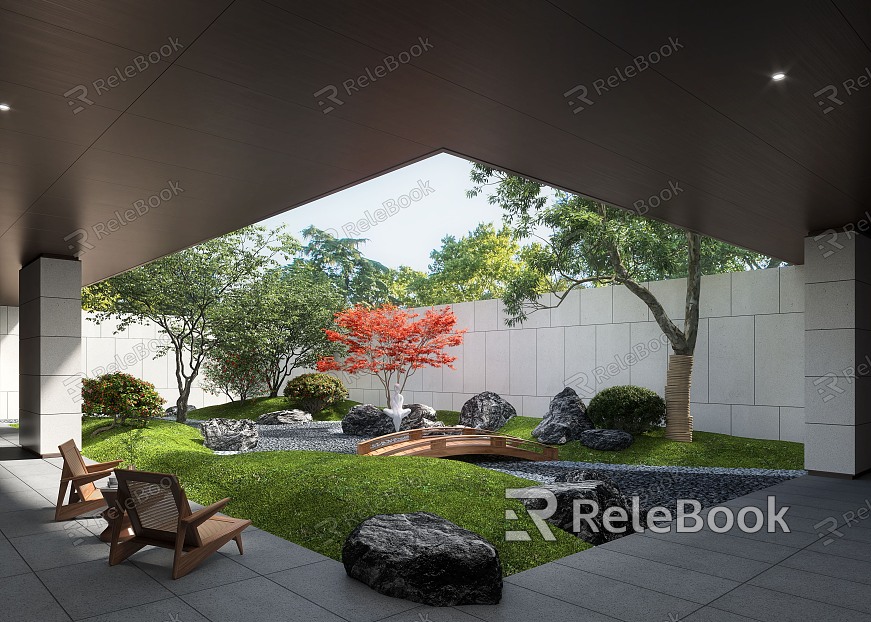 Modern courtyard courtyard landscape model