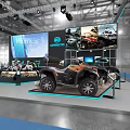 CFMOTO Exhibition Booth Showcasing Motorcycles ATVs With Large Screens And Modern Design