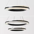 Modern Stylish Round Double Ring Pendant Light With Black And White Design 3d model