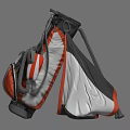 3D Model Red White Black Golf Bag With Stand And Straps