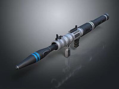 Modern Sci Fi Weapon Design With Black Silver Body Blue Stripes And Metallic Components 3d model