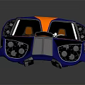 Blue and Orange Racing Car with Coca-Cola Logos and Streamlined Design for High Speed Racing