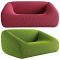 Modern Irregular Shaped Sofa with Knitted Texture in Red and Green Colors 3d model