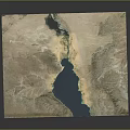 Diverse Terrain Showcasing Large Water Body Arid Regions and Lush Green Vegetation