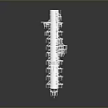 White Industrial Tower Structure With Multiple Platforms And Metal Ladders