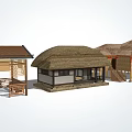 Traditional Rural Houses Featuring Thatched Roofs Wooden Frames And Open Verandas