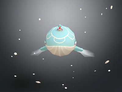 Light Blue Whale Shaped Ornament Decoration Set With Cloud Pattern Small Figure And Floating Decorations 3d model