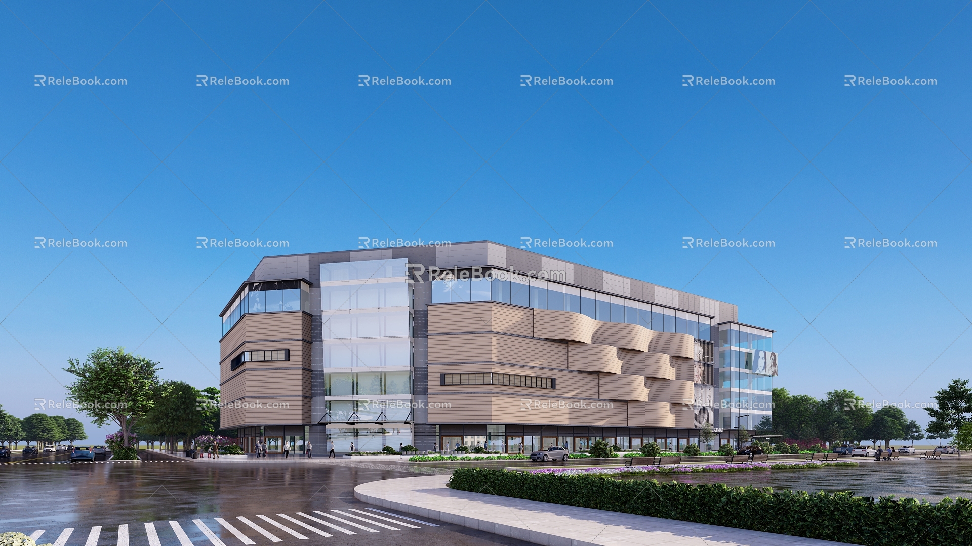 Modern shopping mall commercial street office building 3d model