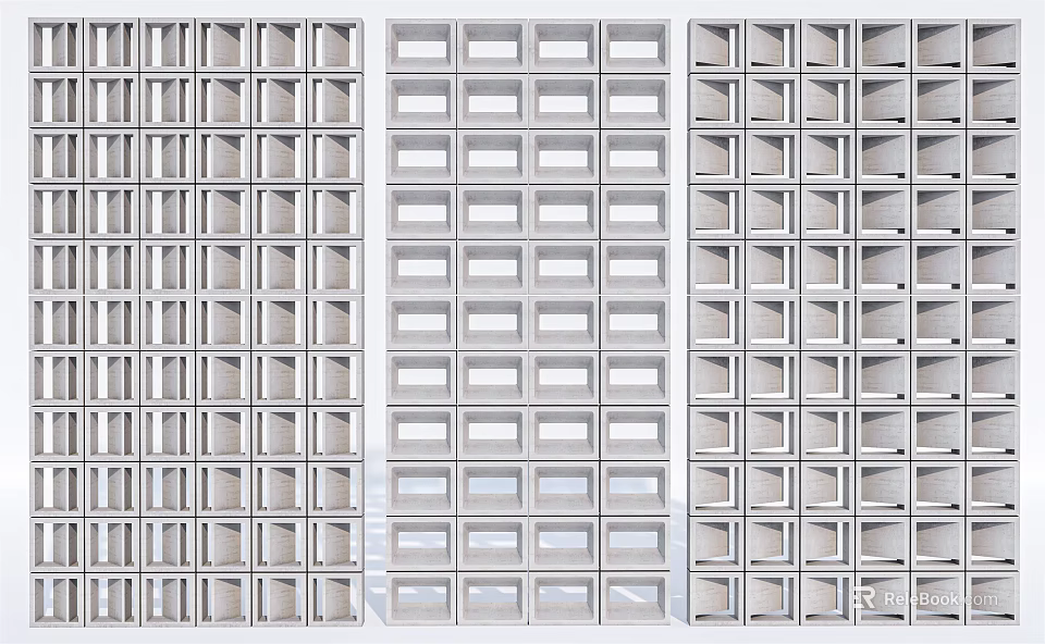 Modern Interior Partition Design With Grid Pattern And White Panel Frame Structure 3d model