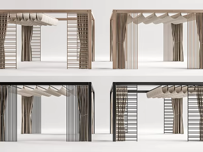 Modern Outdoor Grille Structure Designs With Canopy Tops And Material Details 3d model