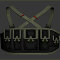 Durable Circular Tool Bag With Green Crossed Straps And Multiple Pockets 3d model