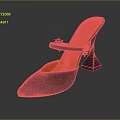 Elegant Pointed Toe High Heels With Black Upper Orange Insole Ankle Strap And Rhinestone Heel