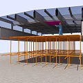 Architectural Glass Roof Structure With Transparent Panels And Supporting Frame 3d model