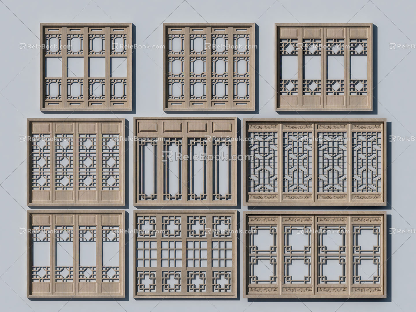 Chinese windows and doors 3d model