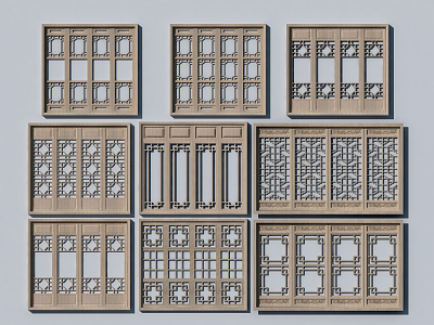 Chinese windows and doors 3d model