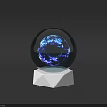 Activation Device Crystal Ball With Blue Light Effects And Energy Flow On White Geometric Base